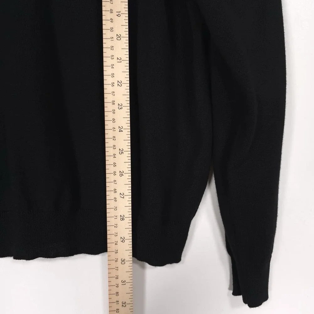 PRONTO UOMO Men's Sweater LARGE Black EXTRA FINE MERINO WOOL V-neck‎ Pullover